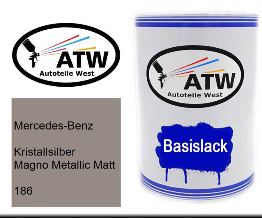 Mercedes-Benz, Kristallsilber Magno Metallic Matt, 186: 500ml Lackdose, von ATW Autoteile West.